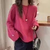 Suéter de Gola Redonda com Punho Dobrado Estilo Francês para Mulheres Outono/Inverno 2026 Macio e Aconchegante Estilo Preguiçoso Camada Interna Camada Base Malha Top