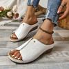 Cross-border Novos chinelos plus size fundo grosso cunha boca de peixe costura de carro casual comércio exterior feminino padrão crocodilo pu chinelos femininos