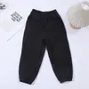 Calça comprida casual para meninos, calça de moletom felpuda 100% algodão, cintura alta, confortável, caimento solto, versátil, adequada para uniformes escolares e esportes