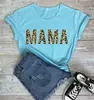 Camiseta de manga corta para mujer con estampado de leopardo, letra MAMA, Día de la Madre, popular en la calle europea y americana