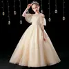 Nuevo vestido largo elegante de verano para niñas Vestido de princesa verano infantil de alta gama champán actuación de piano
