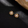 Aretes Retro Elegantes Simples Moda Elegantes Aretes de Pin Plateados Perla Natural de Agua Dulce Flor Centro Aretes Venta al por Mayor