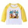 2026 Nueva Camiseta Infantil Transfronteriza de Primavera y Otoño Cuello Redondo Dibujos Animados Manga Larga Camiseta Básica para Niños y Niñas Camiseta de Algodón para Bebé