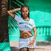 2025 verão novo Y2K Europa e Estados Unidos comércio exterior transfronteiriço tendência da moda carta impressão sexy top curto camiseta