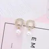 Pendientes de Perla con Diseño de Diamante Completo en Aguja de Plata S925 Pendientes de Aro de Moda Dulce Elegante Estilo OL Pendientes de Personalidad Estilo Hong Kong