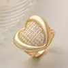 Anel de Coração com Zircônia Banhado a Ouro 18K Acessível de Luxo Moda Transfronteiriça Europeia e Americana Aogu Anel Feminino de Nicho High-End Retrô