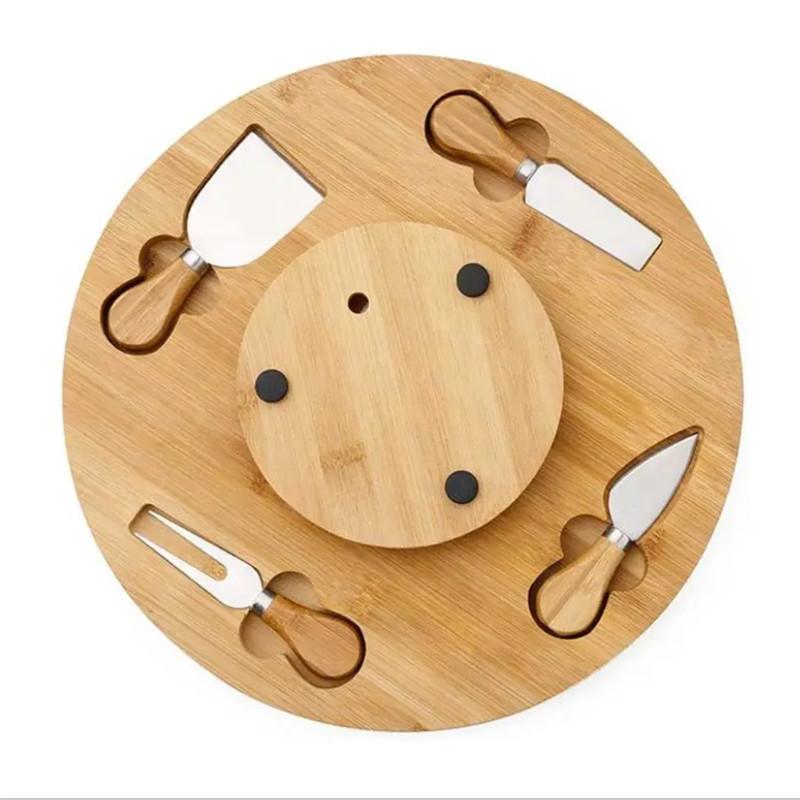 竹木砧板木质转盘芝士板披萨板面包板奶酪板套装跨境直供BSCI
