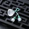 Pingente de Vidro Estilo Chinês Imitação de Jade Borboleta Vagem de Lótus Pequeno Charme Acessório DIY Feito à Mão Pulseira Broche Hanfu Qipao