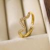 Aogu Anillo Abierto Geométrico de Cobre Chapado en Oro Real con Zirconia de Lujo Accesible y a la Moda para Mujer Ins Nicho de Gama Alta Elegante Nuevo