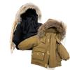 Abrigo de Invierno para Niños Acolchado de Algodón Estilo Cuello de Pelo Grande Superando Color Sólido Holgado Estilo Coreano Largo Medio Casual Estilo Occidental para Niños y Niñas