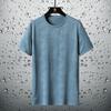 Camiseta de manga curta masculina, gola redonda, secagem rápida, roupas esportivas casuais masculinas, roupas de pai, tamanho grande, camiseta de seda gelada de secagem rápida da moda para homens