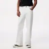 Novedad Primavera 2025 Jeans Blancos para Hombre, Corte Holgado, Talla Grande, Algodón Puro de Alta Gama, Pantalones Casuales de Pierna Recta, Marca de Moda