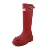 Botas de plataforma para aumentar la altura, botas altas de mujer, nuevo modelo de otoño 2026, botas de lluvia antideslizantes hasta la rodilla, botas de caña alta, botas de montar