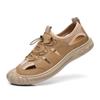 Sandalias de cuero perezoso nuevas para hombre, verano para hombre, zapatos de playa cómodos, punta cerrada, casual para exteriores, agujeros transpirables, zapatos de hombre