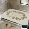 Alfombra de baño de estilo europeo, antideslizante, para inodoro, para toda la tienda, ducha, desagüe de inodoro, fácil de limpiar, con anillo de seda