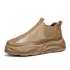 Sapatos Masculinos Retro de Cano Alto com Sola Grossa 2024, Botas Slip-On de Outono e Inverno, Sapatos de Motociclismo Outdoor Trbottomyy Estilo Coreano, Botas de Couro