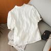Camisa de manga corta con botones de estilo nacional para mujer, nueva para el verano 2024, retro, manga abullonada, nuevo jacquard chino, camiseta albaricoque