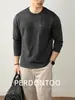Camiseta de Lujo Ligero 60S de Alto Hilo Modal Lenzing Cuello Redondo Manga Larga Diseño de Bolsillo Camisa Base de Otoño para Hombre