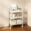 Carrito de almacenamiento multicapa de hierro forjado con ruedas giratorias, adecuado para cocina, sala de estar y baño; un estante de almacenamiento móvil