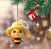 Novo Pingente de Acrílico de Alta Definição Dupla Face, Decoração Fofa de Abelha para Carro, Pingente de Retrovisor, Decoração de Natal