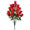 Buquê de Rosas Artificiais Decoração de Mesa Buquê Decorativo de Rosa de Veludo Flores Artificiais Fábrica Atacado Rosas em Estoque