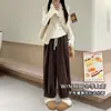 Pantalones tipo harén de otoño e invierno con forro polar, corte relajado, dobladillos enrollados, engrosados para abrigar, tiro alto, corte holgado, estilizan, pantalones casuales versátiles para mujer