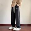 Calça Moletom Listrada Grossa Forrada com Fleece Masculina Outono Inverno Marca de Moda Calça Casual de Perna Larga da Moda Calça Esportiva Americana Reta Solta