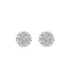 Brincos Elegantes de Floco de Neve em Prata Esterlina S925 com Cravação Completa de Diamante para Mulheres, Fofos e Rosa, Design de Luxo de Alta Qualidade, Presente de Feriado