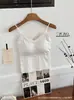 Camisola Doce com Renda Patchwork para Primavera/Verão 2026, com Bojos, Design Sexy e Lindo nas Costas, Camada Interna Confortável, Top Suave para Mulheres