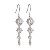 Aretes Japoneses y Coreanos de Borla de Zircón con Zircón AAA, Sencillos, Joker, Chapados en Platino, Gancho para la Oreja, Aretes Largos, Salida de Fábrica