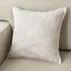 Almofada Jacquard de Veludo Estilo Vintage Cremoso para Sofá Sala de Estar Almofada de Costas Luxo Leve Retro Travesseiro de Cabeceira Pousada Folhas