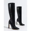Colección Otoño 2026: Botas de Tacón Grueso hasta la Mitad de la Pantorrilla con Forro Interior Elástico, Diseño Irregular con Adornos de Diamantes, Moderno Patrón de Piedra y Punta Fina