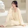 Conjunto Casual Cómodo de Pijama para Mujer de Modal Manga Larga 2026 Otoño Delgado Talla Grande Holgado Seda de Hielo Ropa de Casa