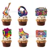 Conjunto de Suprimentos para Decoração de Festa Temática Retrô Anos 80 Decorações Espirais Penduradas em Favo de Mel Inserções para Bolo