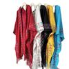 Primavera y otoño colorido a rayas borla con capucha ropa de punto para mujer para exteriores viajes estilo étnico combinable moda chal capa