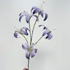 Lirios dorados estampados de 5 cabezas, flores artificiales para bodas, salones de bodas, hoteles y arreglos florales, lirios al por mayor para Amazon transfronterizo