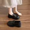 Zapatos Negros de Cuero Cómodos con Suela Suave para Mujer 2026 Primavera Nuevo Estilo Zapatos de Vestir Estilo Británico Mocasines de Suela Gruesa para Combinar con Faldas