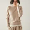 ¡Lleno de encanto! Suéter casual de lana de punto grueso para mujer, estilo dos piezas falso, cuello redondo, bloques de color, corte holgado, cachemira sintética
