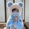 Chapéu, Cachecol, Gola Integrada de Desenho Animado para Crianças, Chapéu Quente de Pelúcia para Meninos e Meninas, Chapéu de Proteção para Orelhas de Bebê com Forro de Fleece para Outono e Inverno