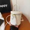 Bolso de Mano de Cuadros de Nicho Estilo Coreano Bolso Cilíndrico para Mujer 2026 Nuevo Moda Ins Bolso Cubo Elegante Bolso de Hombro Cruzado