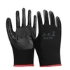 Guantes de Nylon Negro Planos Gruesos Impermeables a Prueba de Aceite Ding Qing de 13 Pines de Nylon y Nitrilo, Negros, Sin Palabras, Adhesivo Negro