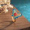 Diseño Estilo Palacio Esmalte Artesanal Imitación Rubí del Sur Anillo Mariposa para Mujer Retro Disfraz Estilo Chino Anillo para Dedo Joyería
