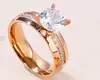 Anel de diamante simples de ouro e prata com quatro garras, temperamento fashion, joia de anel de diamante de alta qualidade, estoque spot atacado