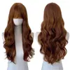 Peluca de Aliexpress con Flequillo, Cabello Largo Rizado 99J, Ondas Grandes Estilo Europeo y Americano, Peluca Completa de Fibra Sintética Hecha a Máquina, Peluca de Fibra Sintética para Comercio Transfronterizo