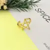 Anillo Abierto Geométrico de Acero Inoxidable Estilo Ins Europeo y Americano Transfronterizo Anillo de Ola de Verano para Mujer Titanio Acero Oro 18K