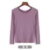 Camiseta Básica de Modal para Mujer Primavera y Otoño 2024, Camiseta de Manga Larga Talla Grande, Capa Interior para Mujer, Cuello Redondo, Top Fino Versátil