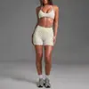 Conjunto de fitness de lunares transfronterizo para mujer, bloques de color, espalda hermosa, sujetador deportivo de cuello halter, conjunto casual para exteriores para Pilates y yoga