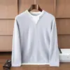 2025 Novo Outono e Inverno Gola Redonda Falso Duas Peças Malha de Caxemira Masculino Manga Longa Suéter Malha Camiseta Base