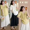 Conjunto de Ropa de Verano para Maternidad 2026 Nuevo Estilo Moda Suelto Top de Maternidad + Falda de Maternidad Conjunto de Maternidad