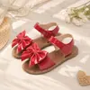 Sandalias Brillantes con Moño para Niñas Suela Suave Antideslizante Velcro Punta Abierta Estilo Dulce de Princesa Zapatos para Niñas